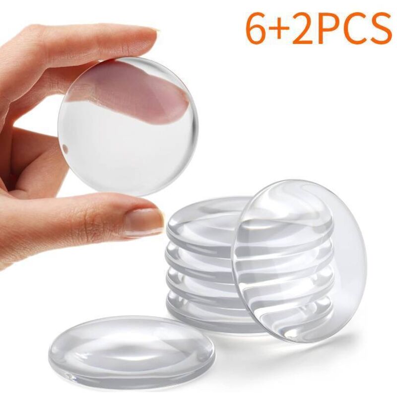 Butées de porte murales robustes, lot de 6, en silicone transparent (achetez-en 6, obtenez-en 2 gratuitement, soit 8 au total)