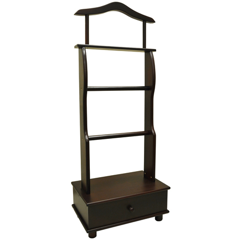 BUTLER - Solid Pine Clothes Storage Hanger / Valet - Mahogany