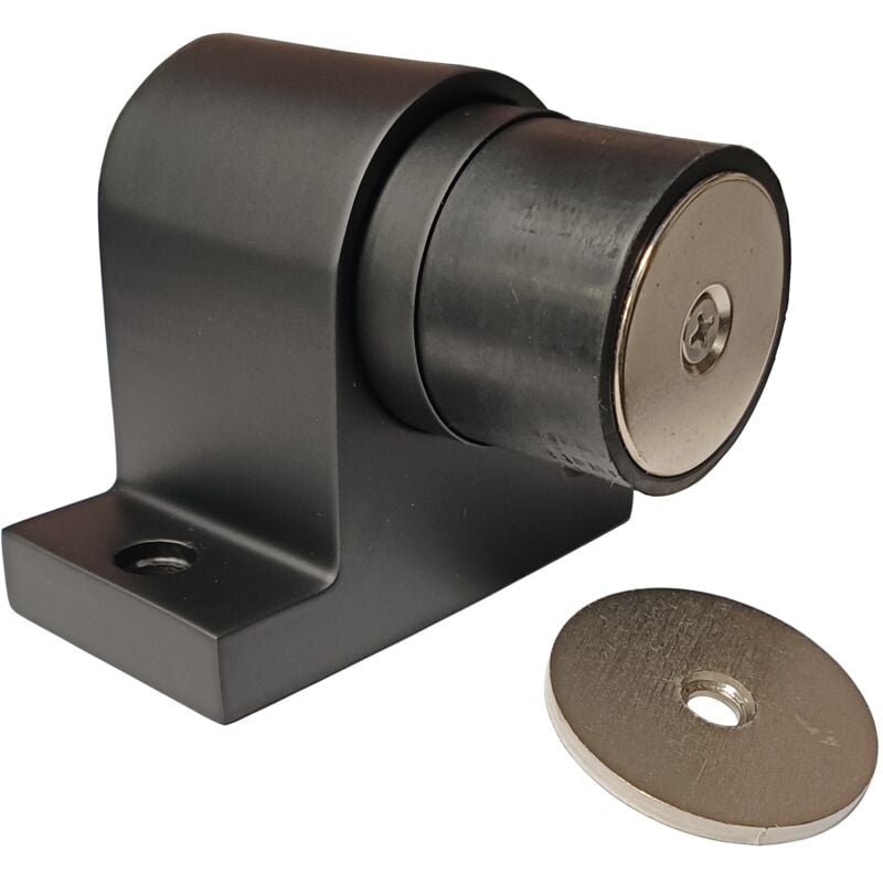 Butoir Au Sol Magnétique couleur epoxy (Blanc,Gris ou Noir) ' Klose Besser pour Porte Lourde.Tout Inox 304 dans la Masse. Noir