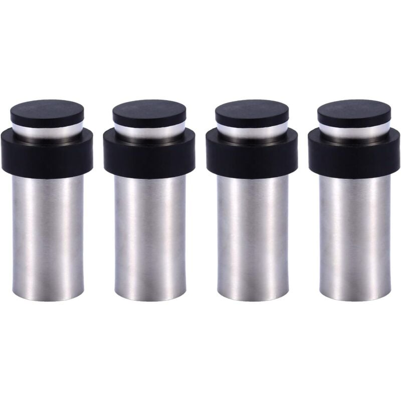 Butoir de Porte 8cm en inox avec Caoutchouc Butée de Porte au Sol ou Mur (Lot de 4)