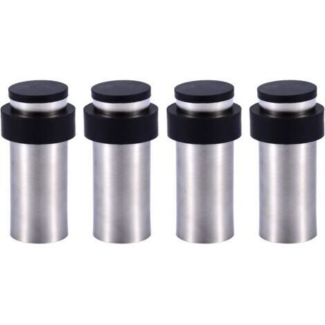 Butoir de Porte 8cm en INOX avec Caoutchouc Butée de Porte au Sol ou Mur (Lot de 4)