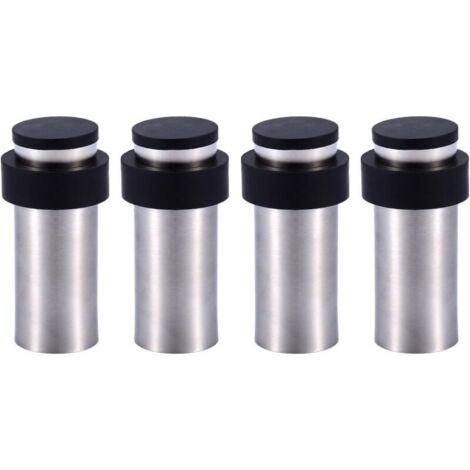 Butoir de Porte 8cm en INOX avec Caoutchouc Butée de Porte au Sol ou Mur (Lot de 4)