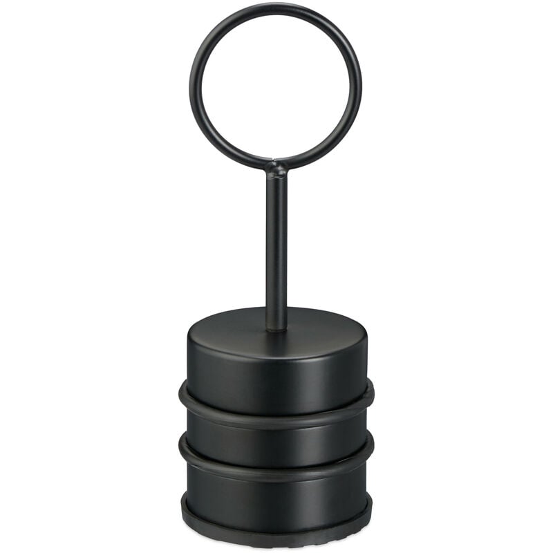 Relaxdays Butoir de porte, avec poignée, acier inoxydable et caoutchouc, H x D : 20 x 7 cm, pour intérieur, noir