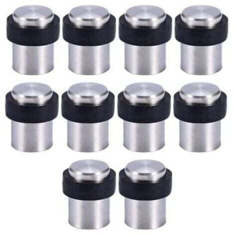 Butoir de Porte de Sol 4.5 cm Acier Inoxydable, 10 Butoirs avec Anneau Caoutchouc Noir pour Protection Portes et Murs