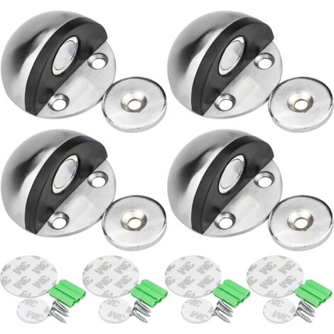 Butoir de porte en acier inoxydable Butée de Porte Magnétique, Arrêt de Porte Adhesive Avec Vis de Montage et 3M Colles Pour Protéger la Porte et Mur
