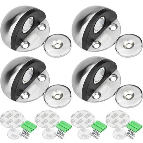 Butoir de porte en acier inoxydable Butée de Porte Magnétique, Arrêt de Porte Adhesive Avec Vis de Montage et 3M Colles Pour Protéger la Porte et Mur