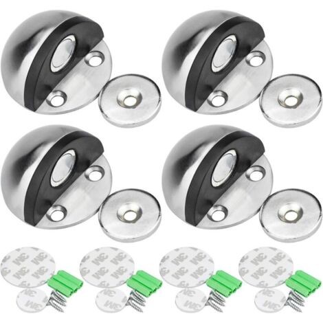 Butoir de porte en acier inoxydable Butée de Porte Magnétique, Arrêt de Porte Adhesive Avec Vis de Montage et 3M Colles Pour Protéger la Porte et Mur