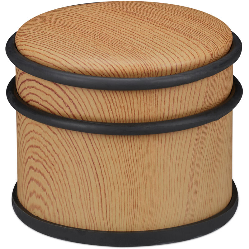 Butoir de porte, en lot de 2, lourdes portes & fenêtres, inox & caoutchouc, aspect boisé, cale haute, ∅ 9,5 cm, marron