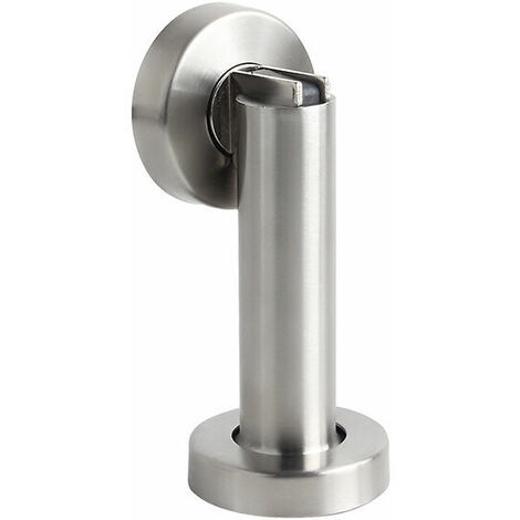 Butoir de porte magnétique aspect acier inoxydable - Butée de porte avec matériel de fixation au sol et au mur - Bloc Porte aimanté -