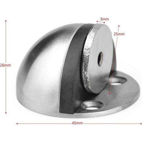 Butoir de porte magnétique en acier inoxydable, butoir de porte adhésif avec vis de montage et colles 3 m pour protéger la porte et le mur