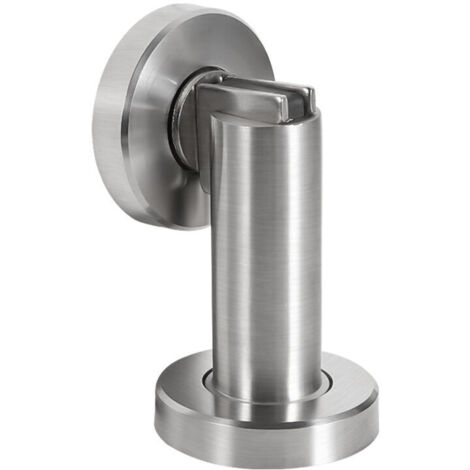 Butoir de porte magnétique en aspect acier inoxydable - Butée de porte avec matériel de fixation au sol et au mur - Bloc Porte aimanté - Ø 5cm, hauteur 8cm