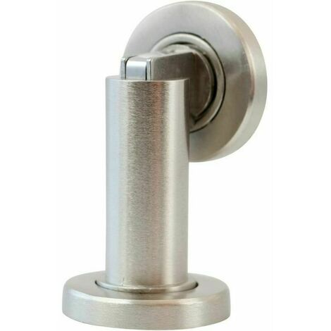 Butoir de porte magnétique MS010 en aspect acier inoxydable Butée de porte avec matériel de fixation au sol et au mur, ø : 5 cm, h : 8,4 cm-