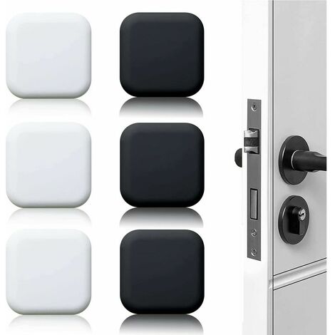 Butoir de porte mural grand 6 pièces tampon de porte autocollant en caoutchouc blanc/noir 45mm×45mm tampon de poignée de porte tampon mural pour poignées de porte contre butée de porte