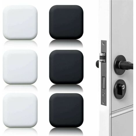 Butoir de porte mural grand 6 pièces tampon de porte autocollant en caoutchouc blanc/noir 45mm×45mm tampon de poignée de porte tampon mural pour poignées de porte contre butée de porte