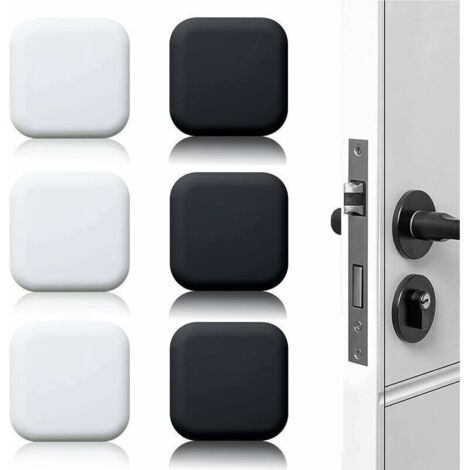 Butoir de porte mural grand 6 pièces tampon de porte autocollant en caoutchouc blanc/noir 45mm×45mm tampon de poignée de porte tampon mural pour poignées de porte contre butée de porte