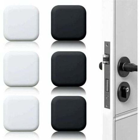 Butoir de porte mural grand 6 pièces tampon de porte autocollant en caoutchouc blanc/noir 45mm×45mm tampon de poignée de porte tampon mural pour poignées de porte contre butée de porte