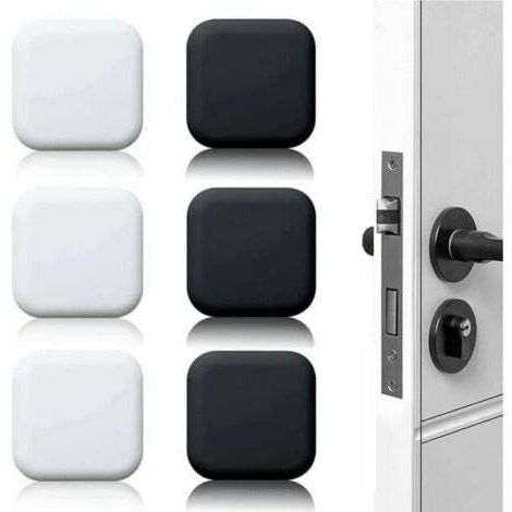 Butoir de porte mural grand 6 pièces tampon de porte autocollant en caoutchouc blanc/noir 45mm×45mm tampon de poignée de porte tampon mural pour poignées de porte contre butée de porte