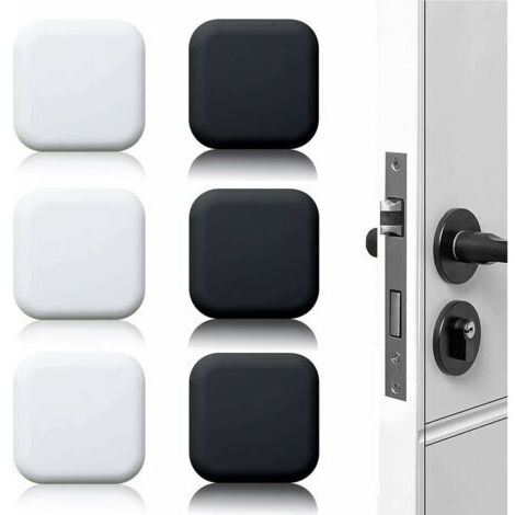 Butoir de porte mural grand 6 pièces tampon de porte autocollant en caoutchouc blanc/noir 45mm×45mm tampon de poignée de porte tampon mural pour poignées de porte contre butée de porte