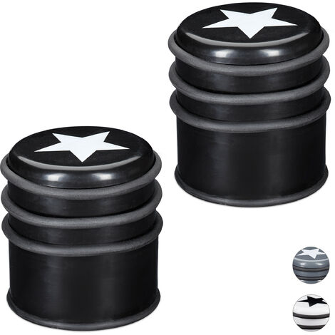 Butoir de porte pour sol, lot de 2, arrêt de fenêtres et portes lourdes, étoile 8 cm de hauteur, noir