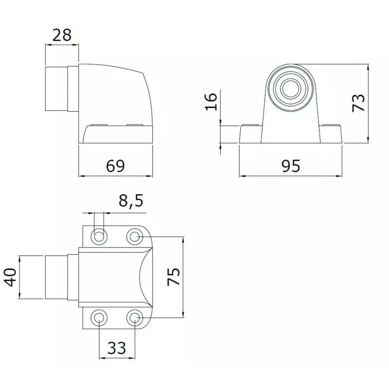 Butoir de porte renforcé à ressort aimanté - aluminium - noir Design Mat