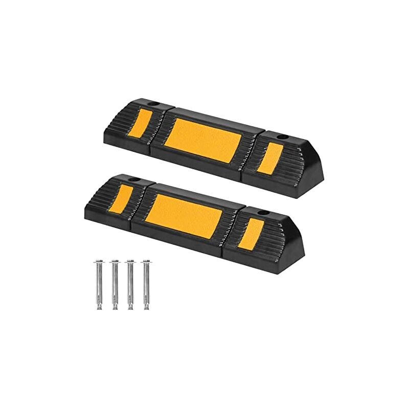 Butoir de roue en caoutchouc 2 pcs Butoir de parking 60x12x10cm Marqueur de parking avec vis d'extension Blocage de parking Naizy