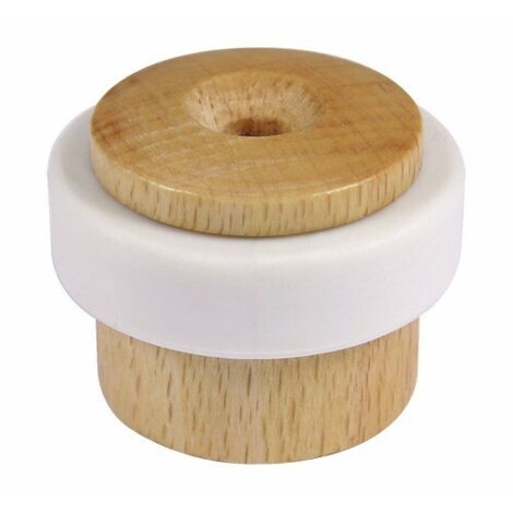 Butoir de sol parquet hêtre clair verni Ø 35 x H 27 mm bague blanche avec vis boîte de 5 - CIVIC INDUSTRIE