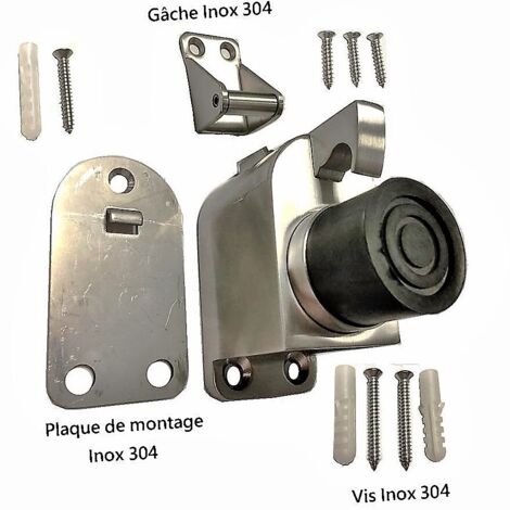 Klose Besser – Butoir mural inox 304 massif à crochet – Fixation par vissage – Pour maintien stable des paumelles – 813