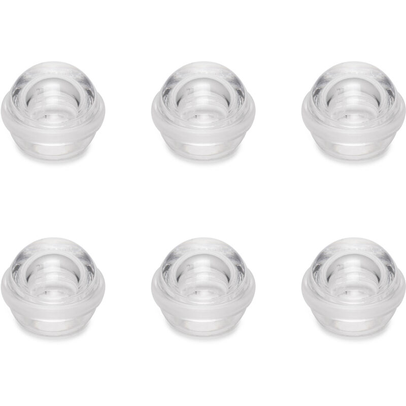 Lot de 6 butées de porte hémisphériques adhésives, fixation au sol, Plastique, Transparent
