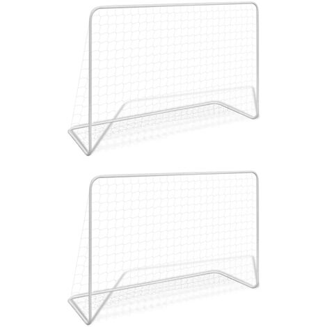 Buts de football 2 pcs avec filets 182x61x122 cm Acier Blanc