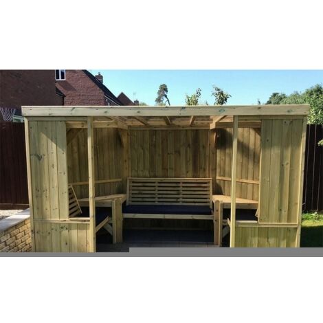 Buttercup Garden Room Shelter - Swedish Redwood - L210 x W335 x H205 cm - Assembly included - Set of Waterproof Cushions Included