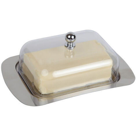 Butterdose aus Edelstahl mit luftdichtem, transparentem Deckel