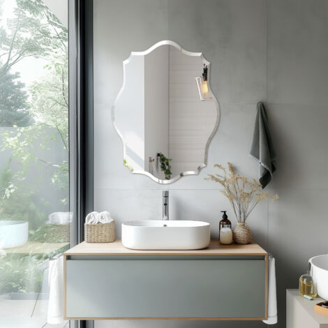 Butterfly Bathroom Mirror Wall Mounted Modern Stylish Design with Contemporary Bevelled Edges - 50cm x 70cm