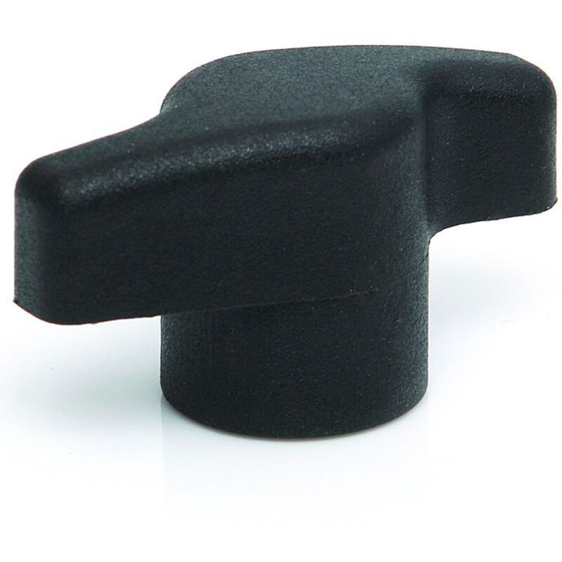 Butterfly Button M6 - Rencol - Wing Handle - Rubber - Brass - Black