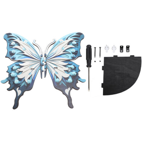 Butterfly Corner Shelf Aesthetic Display Multifunctional Wooden Butterfly Storage Mounted Shelf for Living Room Bedroom Blue White
