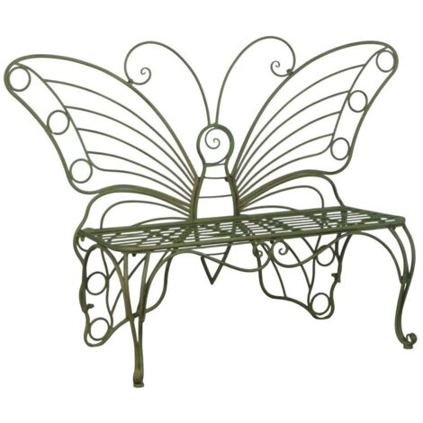 Butterfly Design Garden Bench - Metal - L45 x W152 x H100 cm - Green