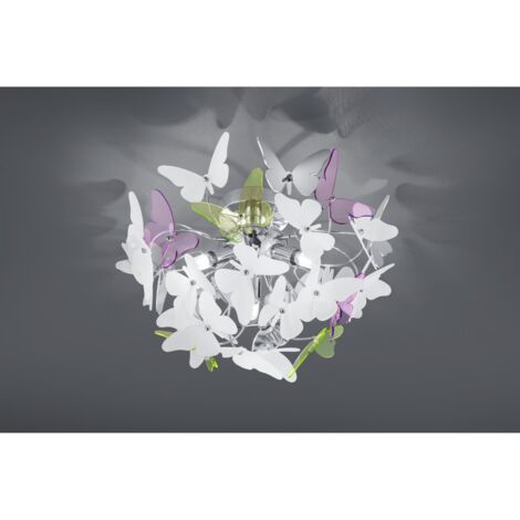 Butterfly Plafón 3xG9 Cromo Multicolor Mariposas Ø45 cm Trio Lighting