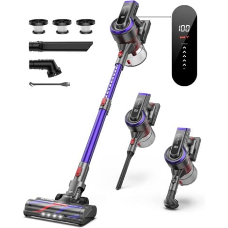 BuTure Aspirateur Balai sans Fil, 38KPA/450W Aspirateur sans Fil Puissant avec 55 Min d'Utilisation & Batterie Amovible, Capacité 1.5L, Écran Tactile, Aspirateur Balai Puissant pour Tapis/Sol Dur