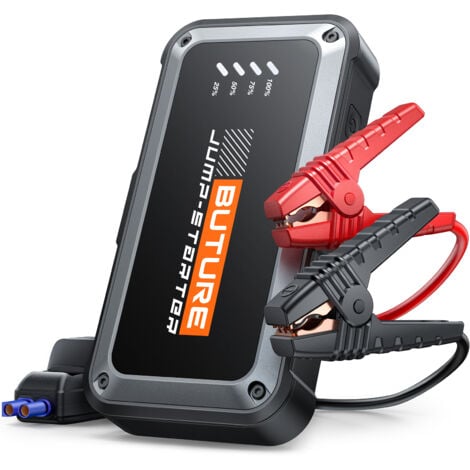 Buture Booster Batterie Voiture 4000A 16800mAh, 12V Démarreur Voiture (Jusqu’à 9.0L Essence & 8.5L Diesel), Booster Batterie Moto/Auto Portable, avec Pinces Intelligentes,Lamp LED