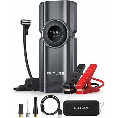 Buture Starthilfe Powerbank 2500A Spitzenstrom 2000mAh Auto Starthilfe mit LCD-Display(Für alle Benzinmotor oder 8,0L Dieselmotoren), Starthilfegerät mit LED Taschenlampe