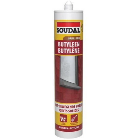 Butylène - Mastic plastic pour les joints à faible mouvement - Soudal - Cartouche de 290 ml Brun