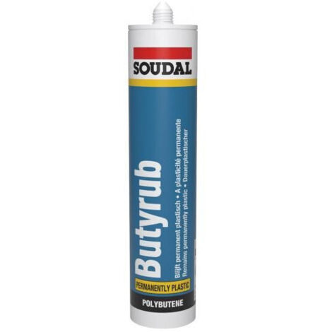 Butyrub - Mastic plastique pour joints à faible mouvement - Soudal - Cartouche de 300 ml Noir