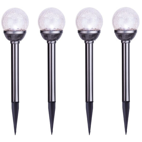 BUVTEC LED-Solar-Steckleuchten, Crakleglas, 4er Set