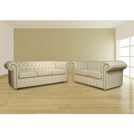 Buy Cream Leather Sofa Suite|Free Leather Sample|DesignerSofas4U