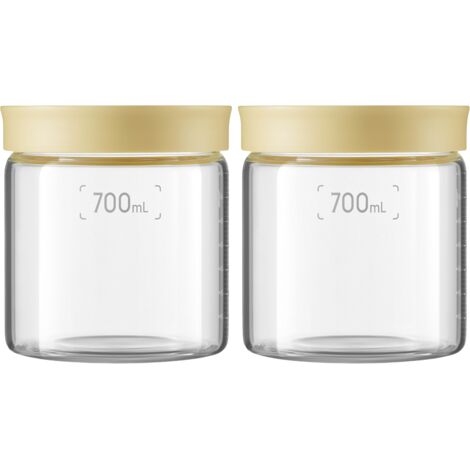 BUYDEEM 700 ml, sanft gelbe Glasbehälter mit Deckel, Modell CS1014