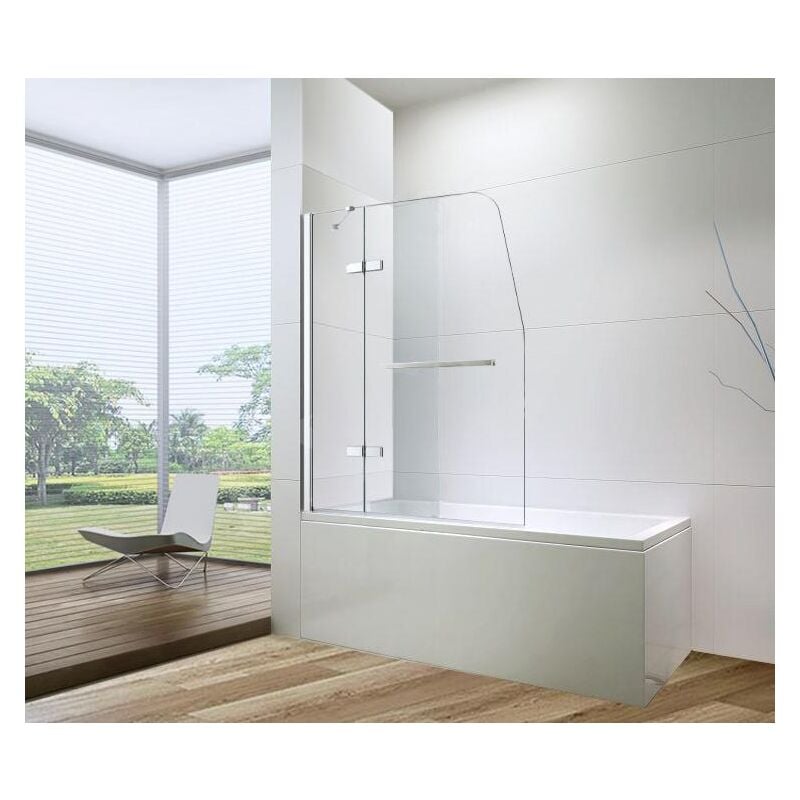 Buylando - 120x140 cm - Pare-baignoire moderne en verre véritable esg