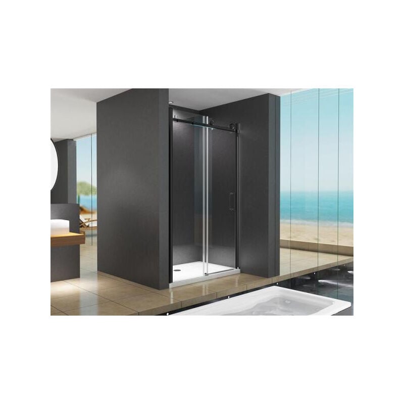 Buylando - Douche de niche Viktoria 110x195 cm avec porte coulissante - ferrures noires