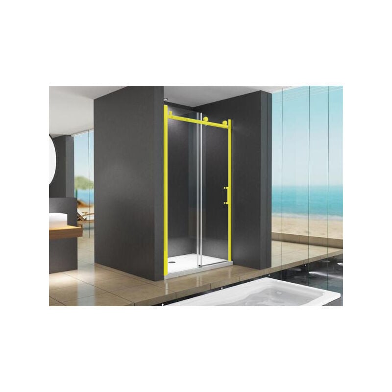 Buylando - Douche de niche Viktoria 115x195 cm avec porte coulissante - ferrures dorées