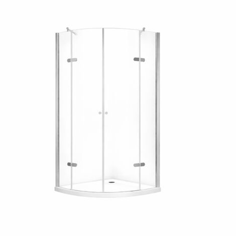 BuyLando Freja 90x90x195 cm Viertelkreis Duschkabine  inkl Duschtasse / Siphon