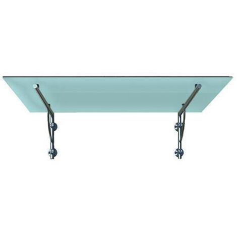 BuyLando (LB) 200x90 cm Milchglas Glasvordach inkl. Edelstahlhalter gebürstet