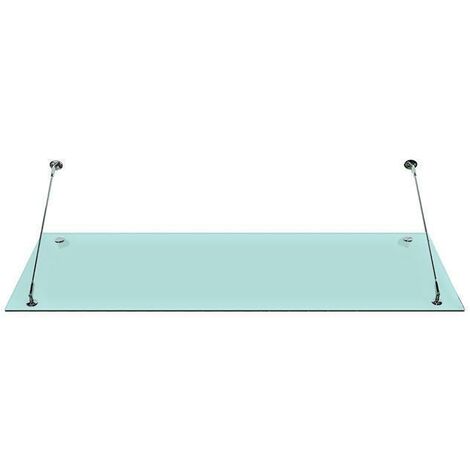 BuyLando (STR) 180x90 cm Milchglas Glasvordach inkl. Edelstahlhalter gebürstet